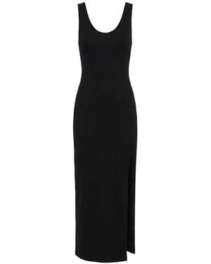 Wardrobe NYC Ribbed-Knit Side-Slit Sleeveless Maxi Dress - Black