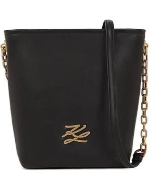 Karl Lagerfeld Small K/Autograph Bucket Bag - Black