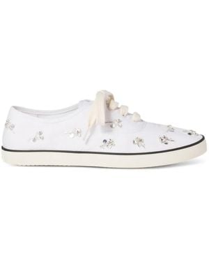 Miu Miu Embroidered Drill Trainers - White
