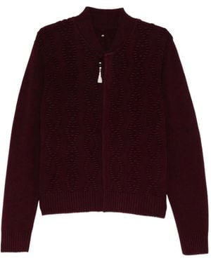 Adererror Cable-Knit Tassel-Detail Cardigan - Red