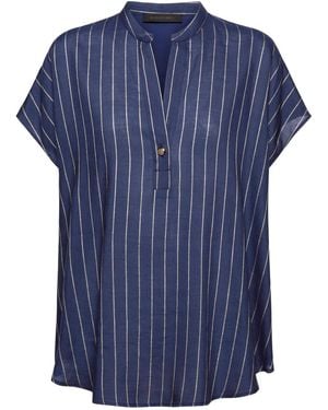 Elena Miro Short-Sleeve Blouse - Blue