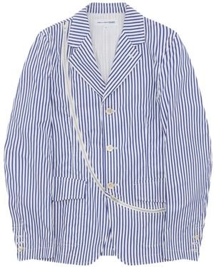 Comme des Garçons Chaqueta A Rayas Con Cremallera - Azul