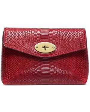 Mulberry Cartera Darley Con Efecto De Piel De Serpiente - Rojo
