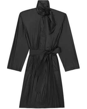 Saint Laurent Lavallière Buckle-Neck Trench Coat - Black