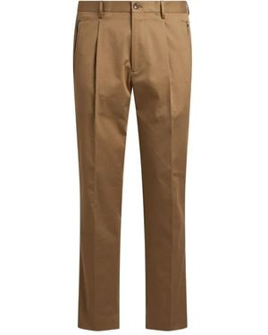 Etro Pleated Cotton Trousers - Natural