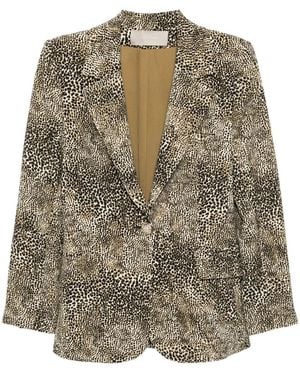 Elie Saab Animalier-Print Blazer - Grey