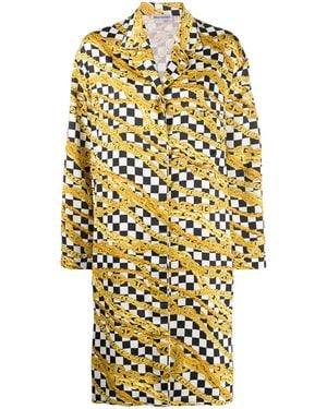 Balenciaga Chain-Print Checkerboard Coat - Yellow