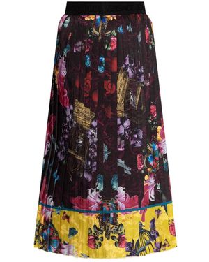 Versace Jeans Couture Falda midi con motivo floral - Negro