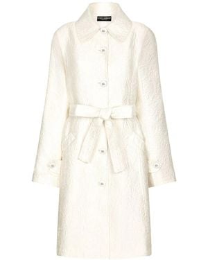 Dolce & Gabbana Silk-Blend Jacquard Coat - White