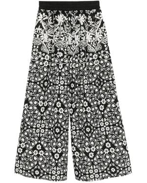 Weekend by Maxmara Palanca Floral-Print Palazzo Trousers - White