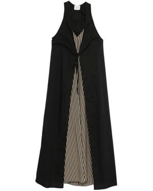 Alysi Striped Tie-Fastening Midi Dress - Black