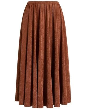 Alberta Ferretti High-Waisted Midi Skirt - Brown