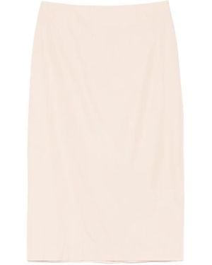St. Agni Rear-Slit Midi Skirt - Natural
