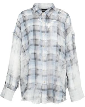 R13 Shredded-Seam Bleached Shirt - White
