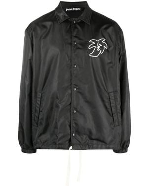 Palm Angels Printed Coach Jacket - Black