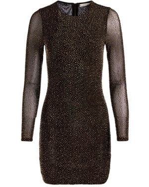 Alice + Olivia Delora Verfraaide Mini-Jurk Met Lange Mouwen - Zwart