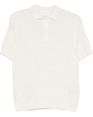 Bompard Waffle Pointelle Polo Shirt - White