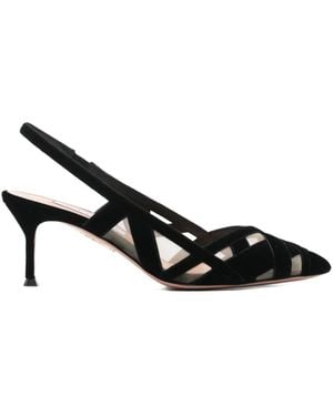 Aquazzura Wrap Me Up Woven Slingback-Pumps 65mm - Schwarz