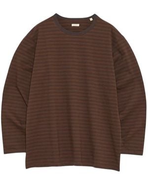Nanamica T-Shirt Coolmax À Rayures - Marron
