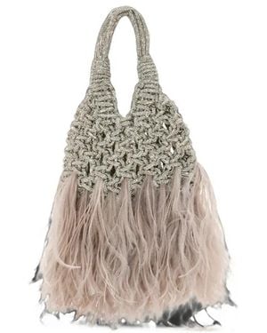 HIBOURAMA Mini Vannifique Plumes Tote Bag - Natural