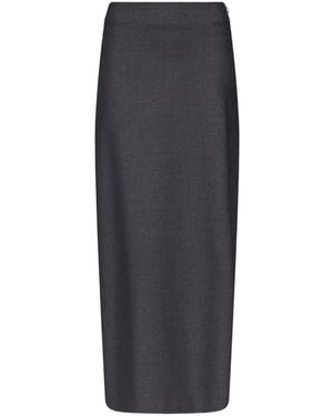 Loulou de Saison Back-Vent Long Pencil Skirt - Grey