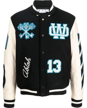Off-White c/o Virgil Abloh Off Whitetm Black/ivory Bomber Jacket With Patches
