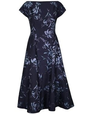 Lela Rose Midikleid Mit Blumenmuster - Blau