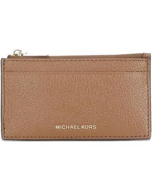 MICHAEL Michael Kors Grained Leather Card Holder - Brown