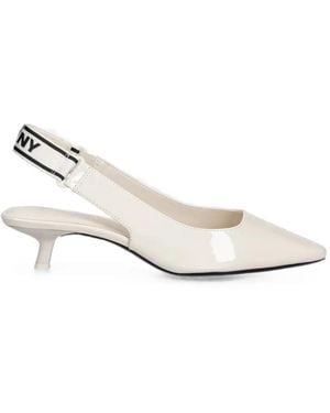 DKNY Logo-Strap Slingback Heeled Pumps - White