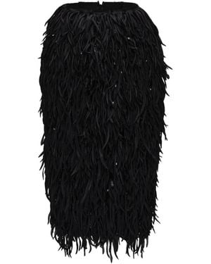 Magda Butrym Sequin-Embellished Fringed Skirt - Black