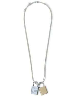 Our Legacy Collana A Catena Riddle Con Pendente Lucchetto - Bianco