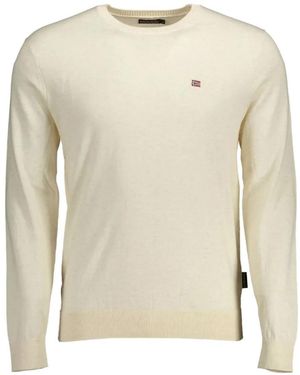 Napapijri Crew Neck Logo-Patch Jumper - Natural