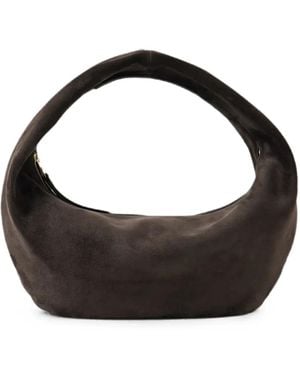 KHAITE Olivia Suede Top-Handle Shoulder Bag - Black