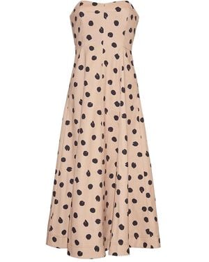 Cara Cara Spots-Print Strapless Midi Day Dress - Natural