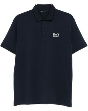 EA7 Logo-Print Polo Shirt - Blue