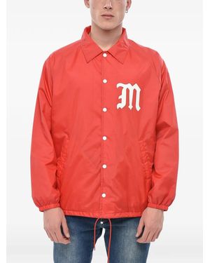 SAINT Mxxxxxx Logo-Print Snap-Button Jacket - Red