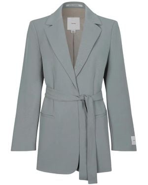 Calvin Klein Belted Notched-Lapels Jacket - Grey