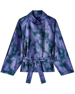 Giorgio Armani Belted Oversize Jacket - Blue