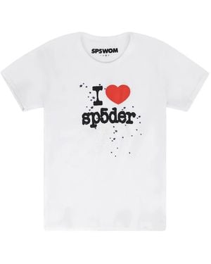 Sp5der T-Shirt À Logo Imprimé - White