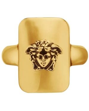 Versace Medusa-Head Rectangular Ring - Metallic