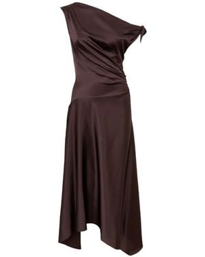 STAUD Vestido Drapeado Con Diseño Asimétrico - Marrón