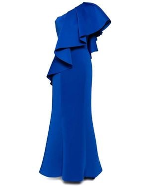 Saiid Kobeisy Ruffled Scuba Long Dress - Blue
