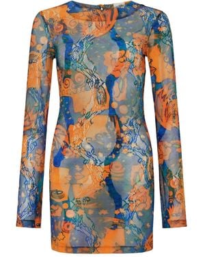 Donde Esteban El Beso Mesh Mini Dress - Blue