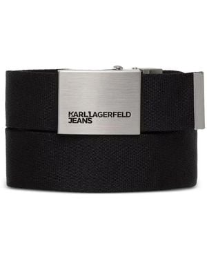 KARL LAGERFELD Reversible Logo-Print Belt - Black
