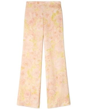 Sandro Floral-Print Flowy Trousers - White