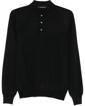 Tagliatore Long-Sleeve Polo Shirt - Black