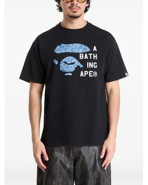 A Bathing Ape Camiseta Cloud Camo - Negro