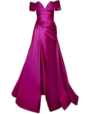 Naeem Khan Strapless Pleated Maxi Dress - Purple