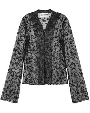 OperaSPORT Flora Lace V-Neck Shirt - Black