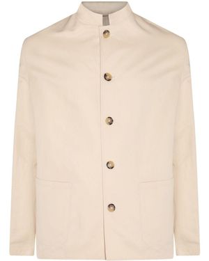 PT Torino Band-Collar Shirt Jacket - Natural